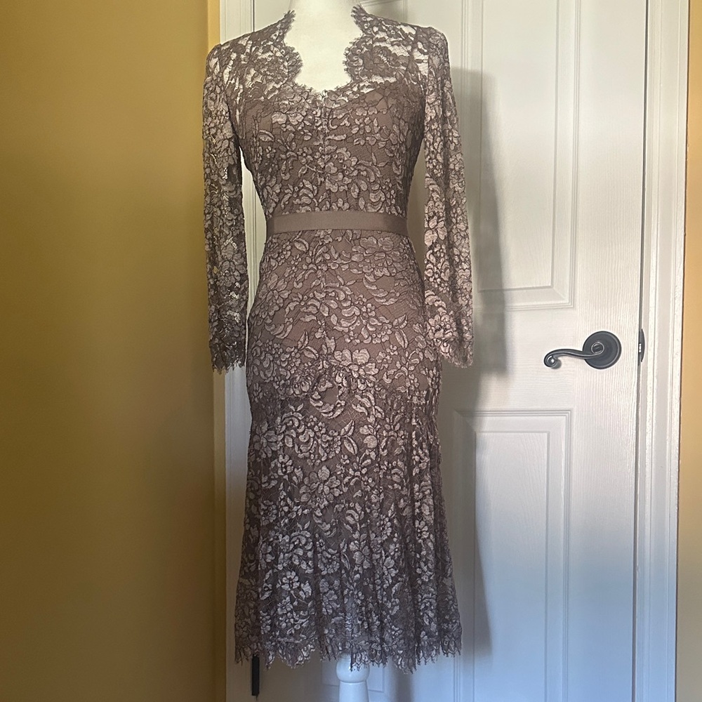 Temperley London Lace Long Sleeve Dress in Brown - Picture 5 of 5